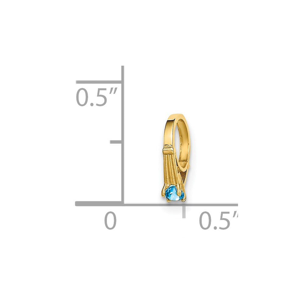 14k Yellow Gold 14K 3D Ring with Aqua CZ Charm