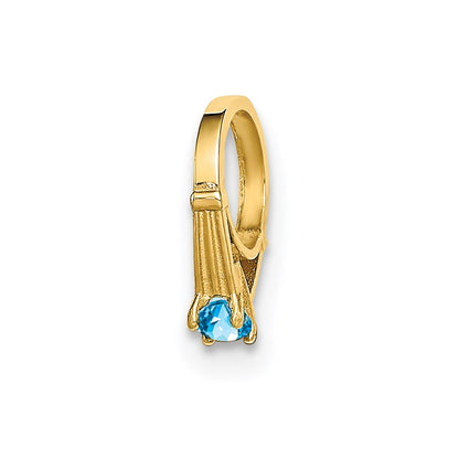 14k Yellow Gold 14K 3D Ring with Aqua CZ Charm