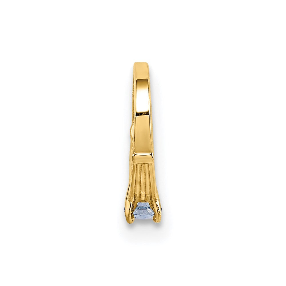 14k Yellow Gold 14K 3D Ring with Light Blue CZ Charm
