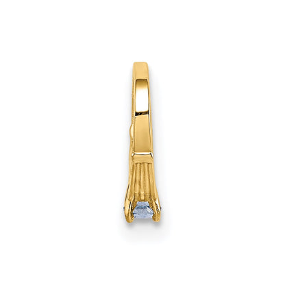 14k Yellow Gold 14K 3D Ring with Light Blue CZ Charm