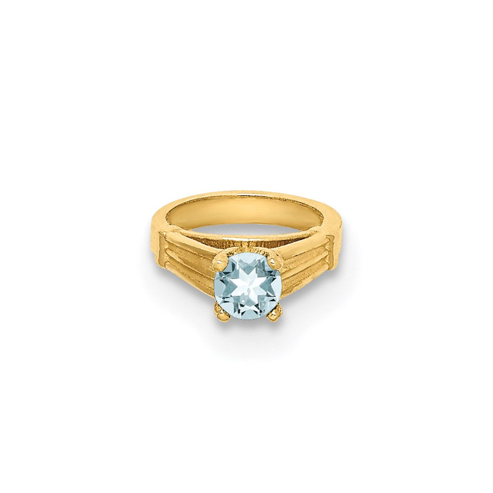 14k Yellow Gold 14K 3D Ring with Light Blue CZ Charm