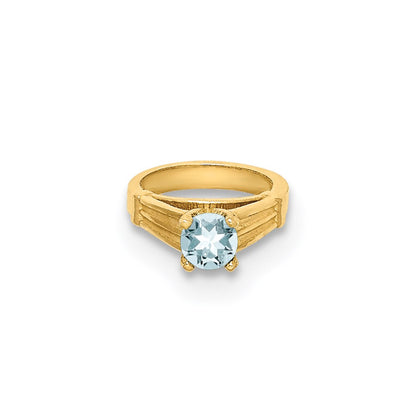14k Yellow Gold 14K 3D Ring with Light Blue CZ Charm