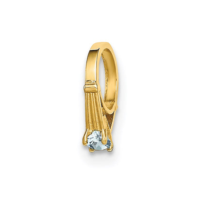 14k Yellow Gold 14K 3D Ring with Light Blue CZ Charm