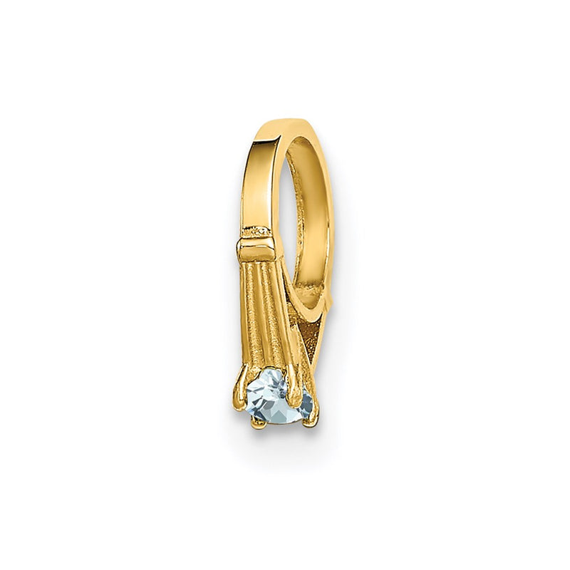 14k Yellow Gold 14K 3D Ring with Light Blue CZ Charm