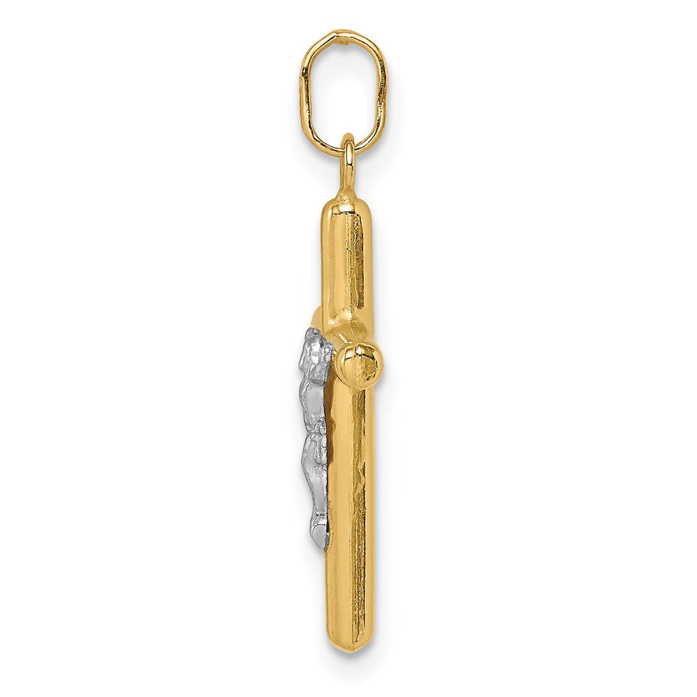 14k Yellow & Rhodium 14k with White Rhodium Polished Hollow Crucifix Charm