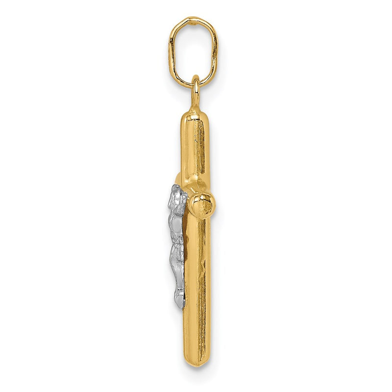 14k Yellow & Rhodium 14k with White Rhodium Polished Hollow Crucifix Charm