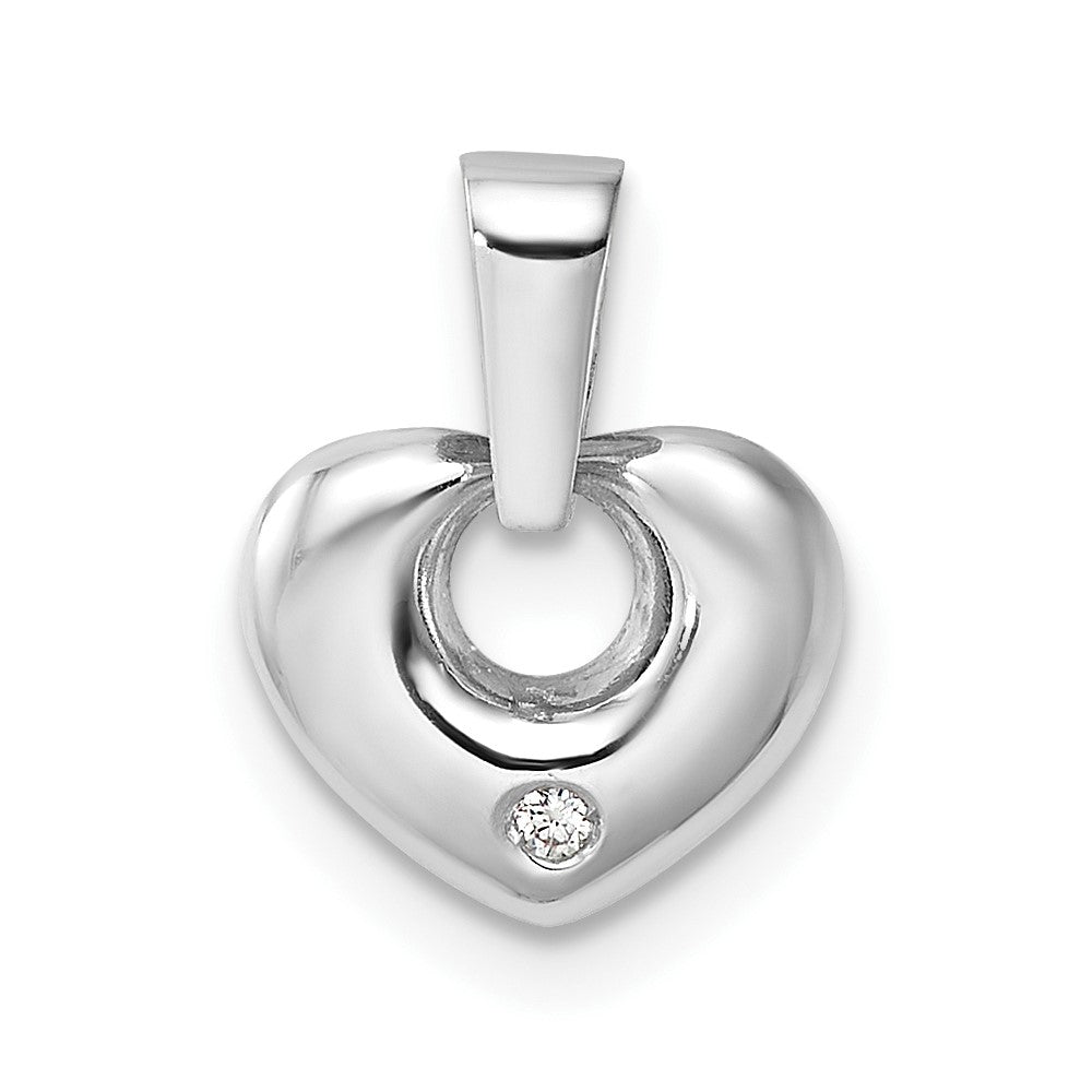 14k White Gold 14k White Gold 3D CZ Heart Pendant