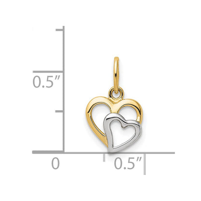 14k Yellow & Rhodium 14K and White Rhodium Polished Hearts Pendant