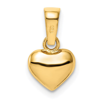 14k Yellow Gold 14k Satin and Polished 3D Puffed Heart Pendant