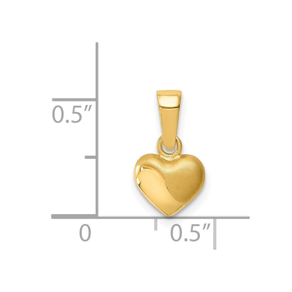 14k Yellow Gold 14k Satin and Polished 3D Puffed Heart Pendant