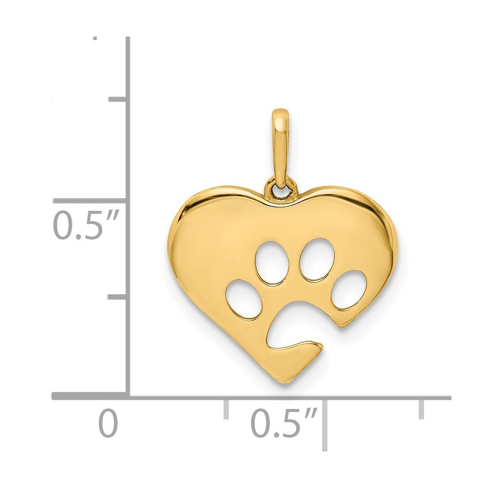 14k Yellow Gold 14K Polished Heart w/Paw Print Pendant