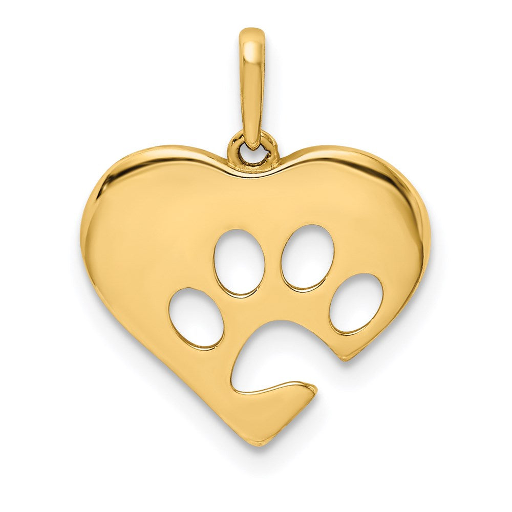 14k Yellow Gold 14K Polished Heart w/Paw Print Pendant