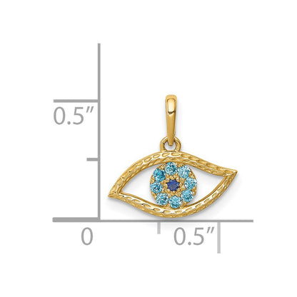 14k Yellow Gold 14K Blue CZ Eye Pendant
