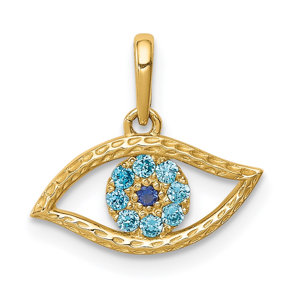 14k Yellow Gold 14K Blue CZ Eye Pendant