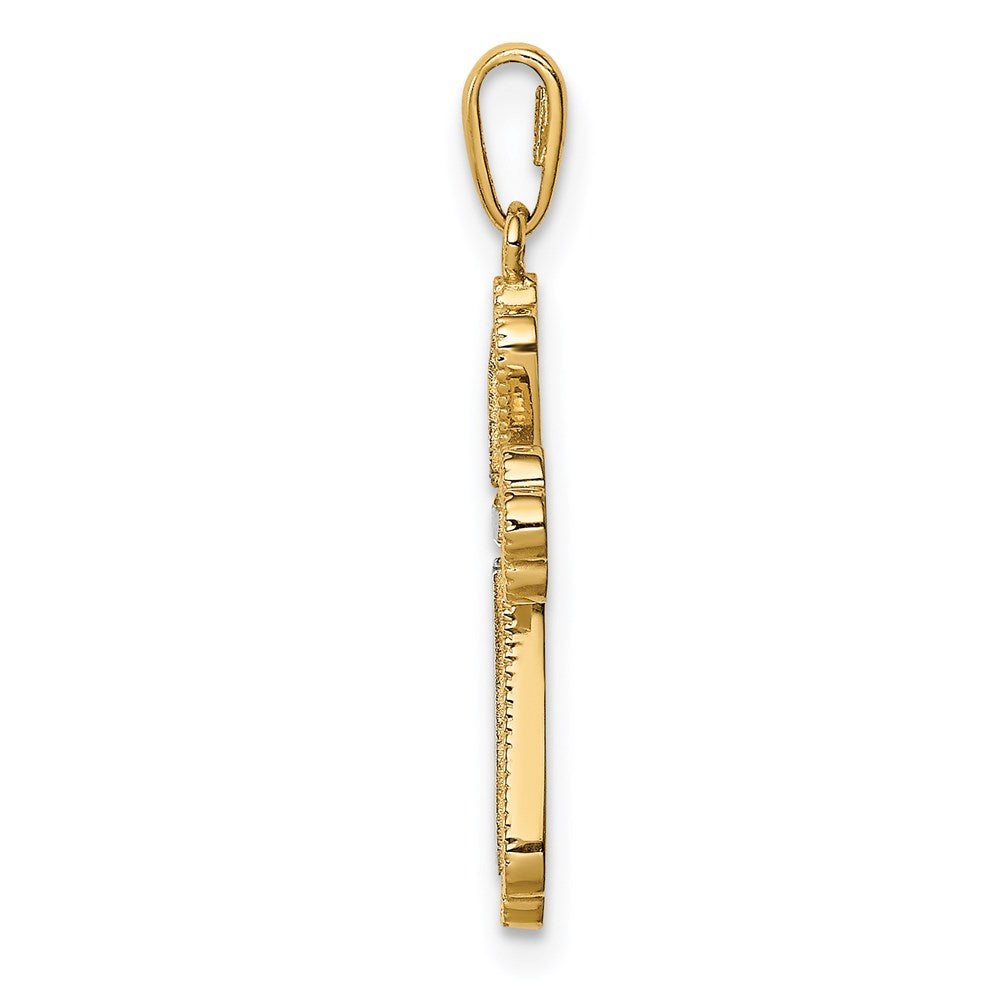 14k Yellow & Rhodium 14K w/White Rhodium CZ Cross Pendant