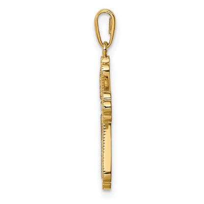 14k Yellow & Rhodium 14K w/White Rhodium CZ Cross Pendant