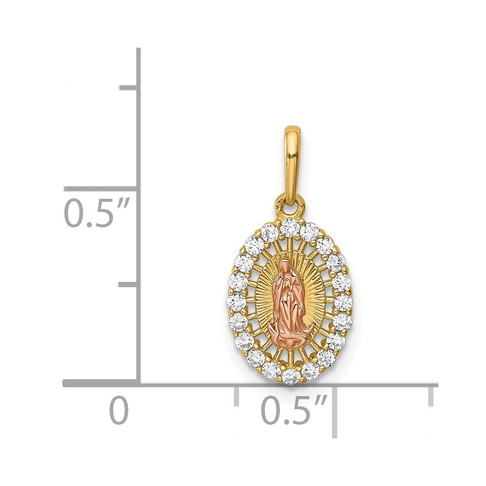 14k Two-tone 14K Two-tone Our Lady of Guadalupe CZ Pendant