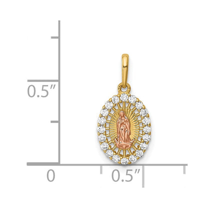 14k Two-tone 14K Two-tone Our Lady of Guadalupe CZ Pendant