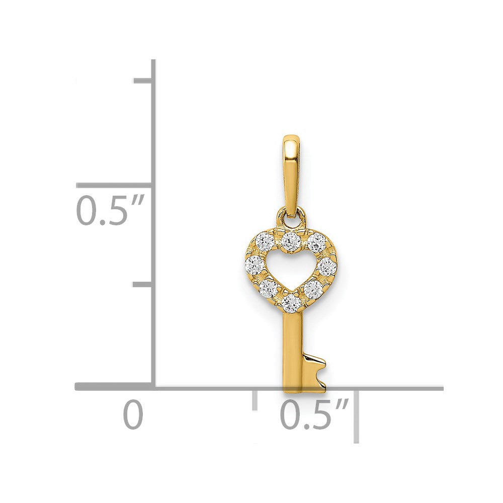 14k Yellow Gold 14K CZ Key Dangle Pendant