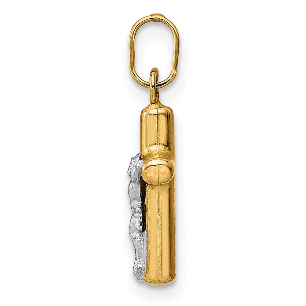 14k Yellow & Rhodium 14k w/Rhodium Polished Hollow Crucifix Charm