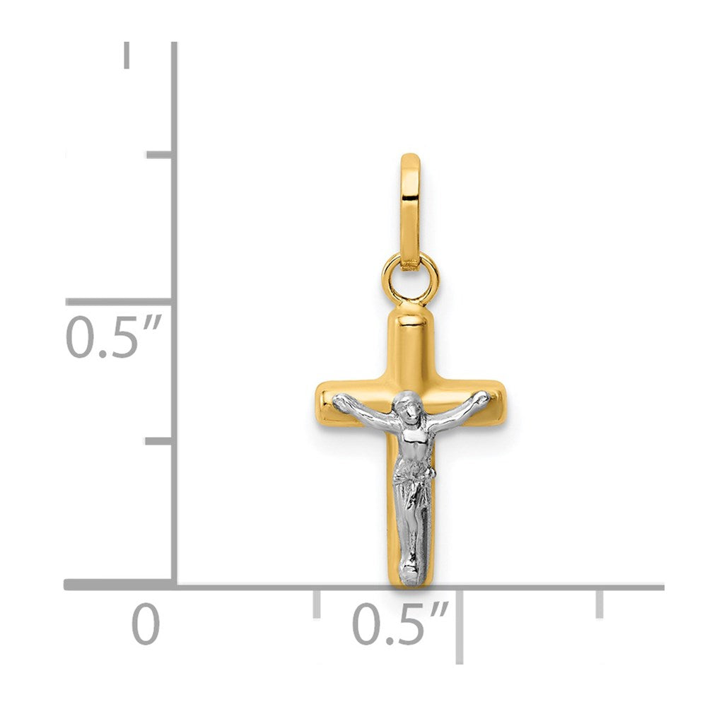 14k Yellow & Rhodium 14k w/Rhodium Polished Hollow Crucifix Charm