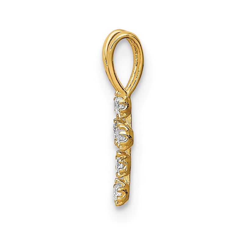 14K Yellow Gold Cz Cross Pendant