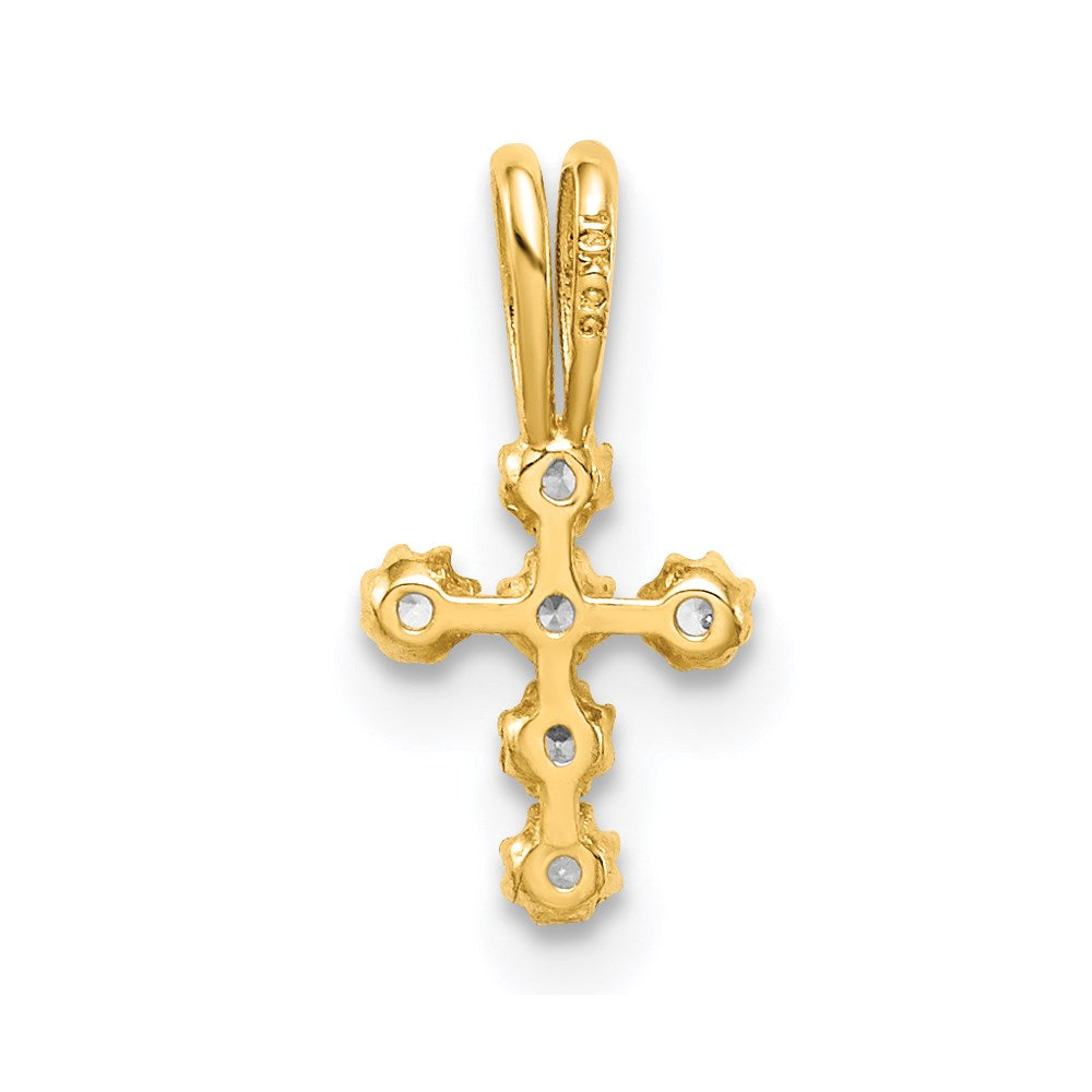 14K Yellow Gold Cz Cross Pendant