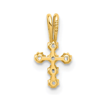 14K Yellow Gold Cz Cross Pendant