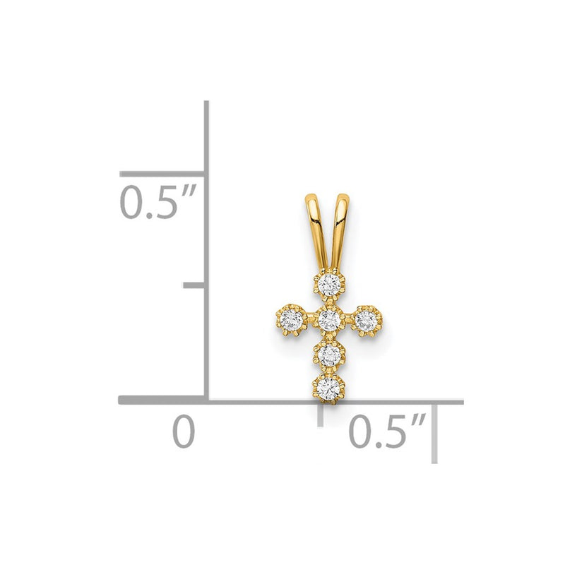 14K Yellow Gold Cz Cross Pendant