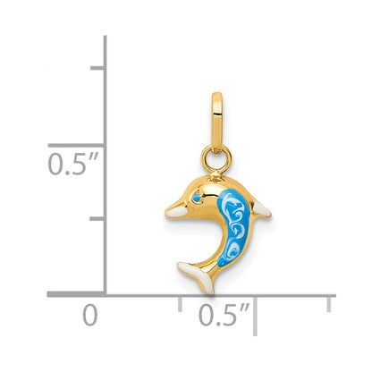 14k Yellow Gold 14k Enameled Dophin Charm