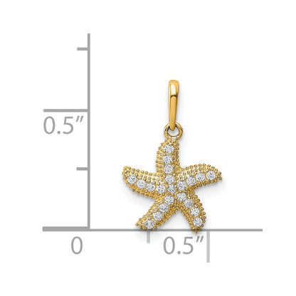 14k Yellow Gold 14K CZ Starfish Pendant