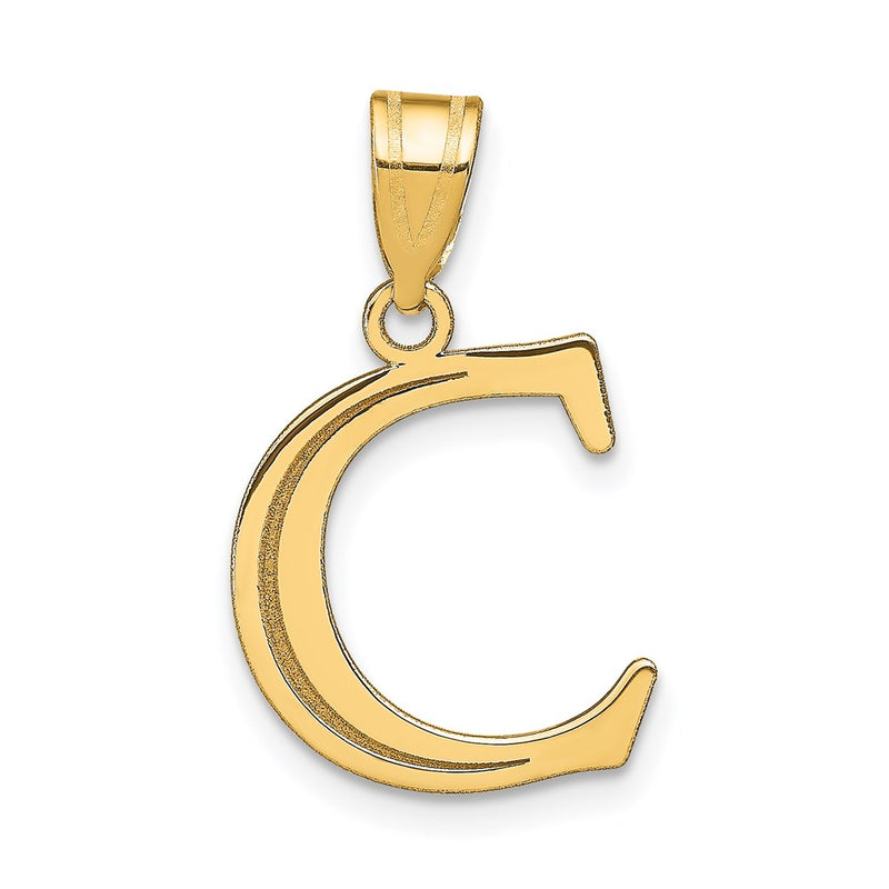 14k Yellow Gold 14k Polished Etched Letter C Initial Pendant
