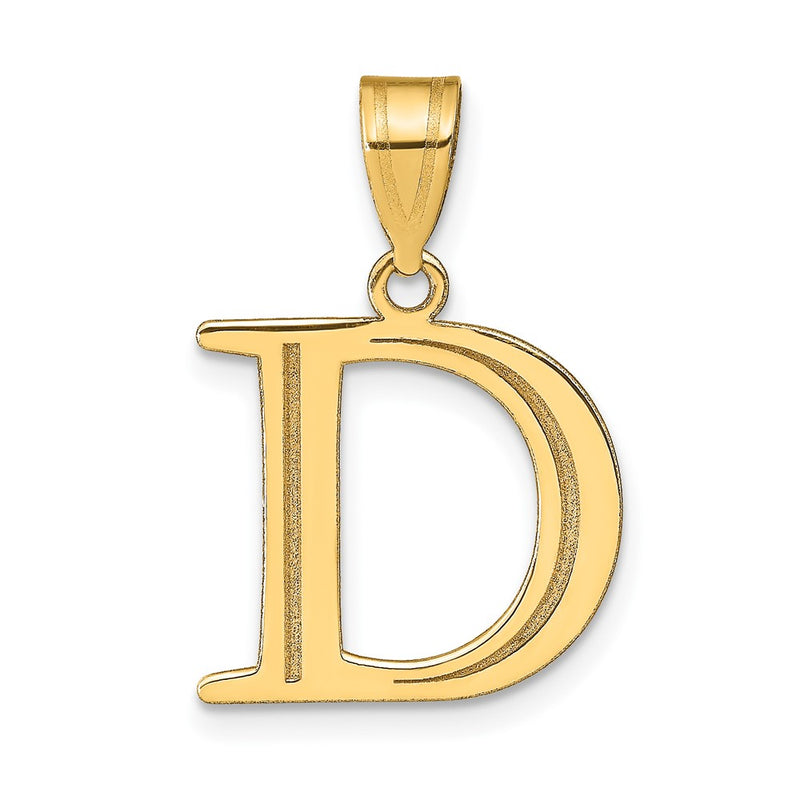 14k Yellow Gold 14k Polished Etched Letter D Initial Pendant