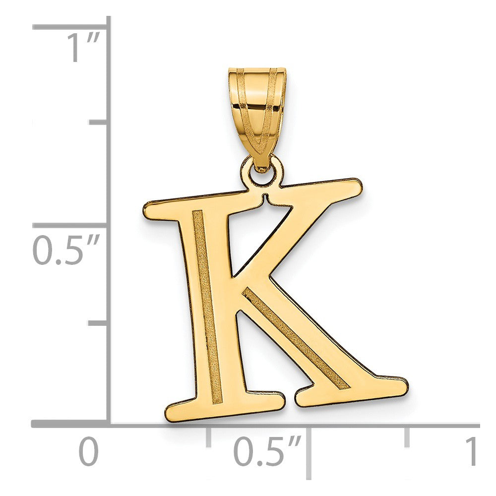 14k Yellow Gold 14k Polished Etched Letter K Initial Pendant