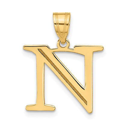 14k Yellow Gold 14k Polished Etched Letter N Initial Pendant