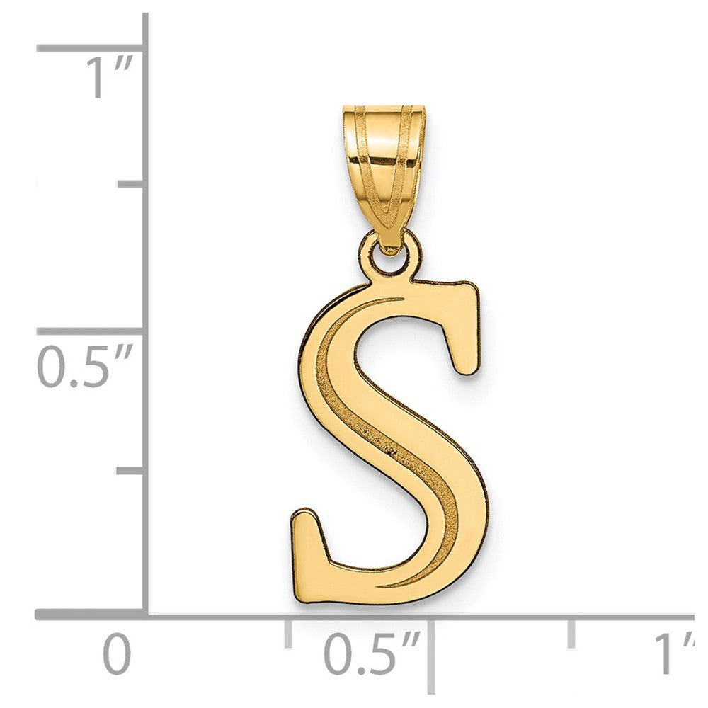 14k Yellow Gold 14k Polished Etched Letter S Initial Pendant
