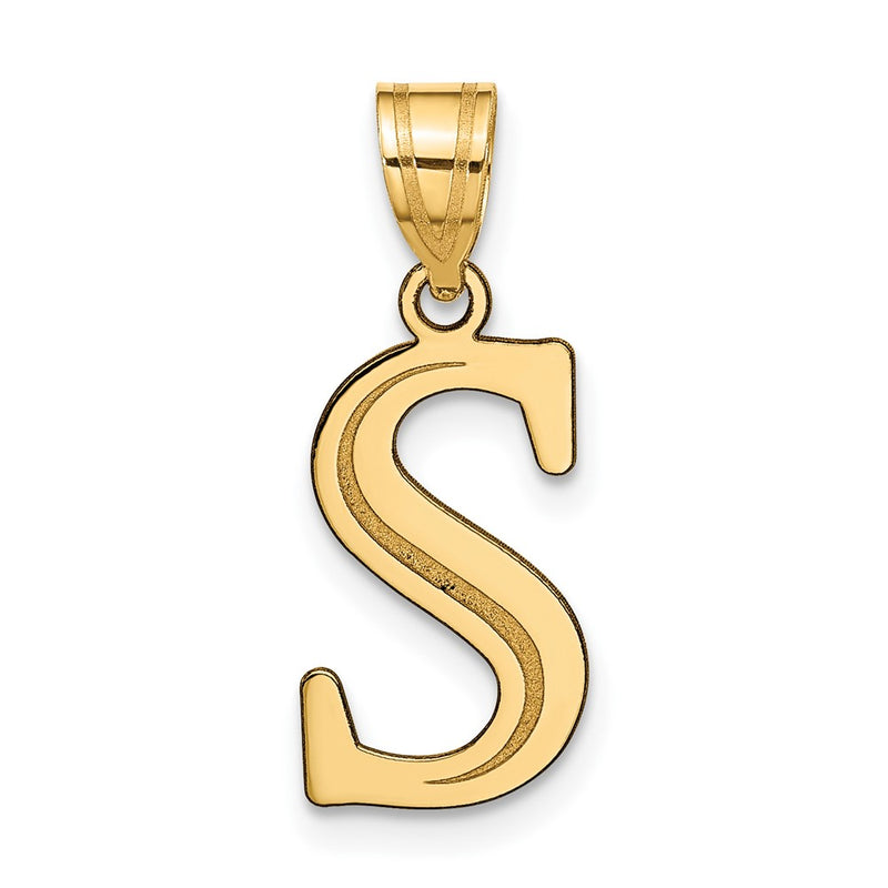 14k Yellow Gold 14k Polished Etched Letter S Initial Pendant