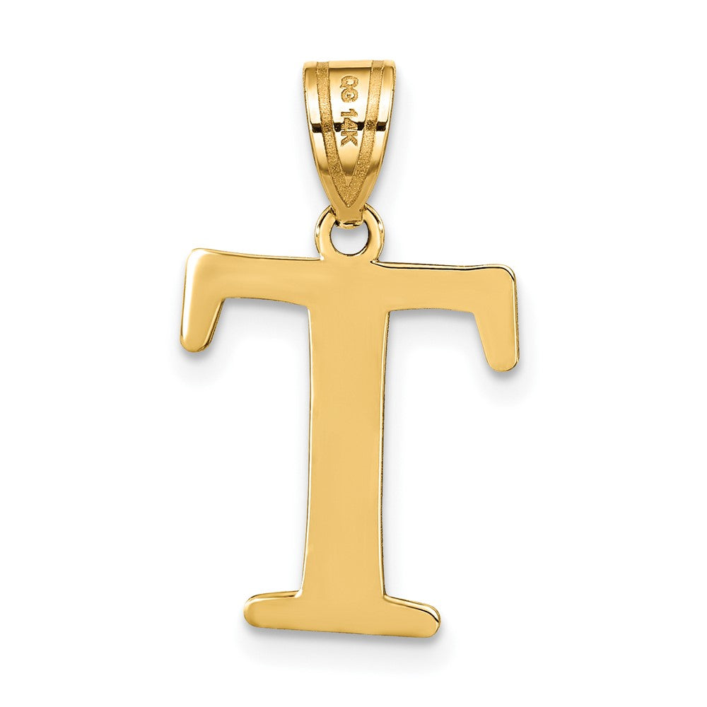14k Yellow Gold 14k Polished Etched Letter T Initial Pendant
