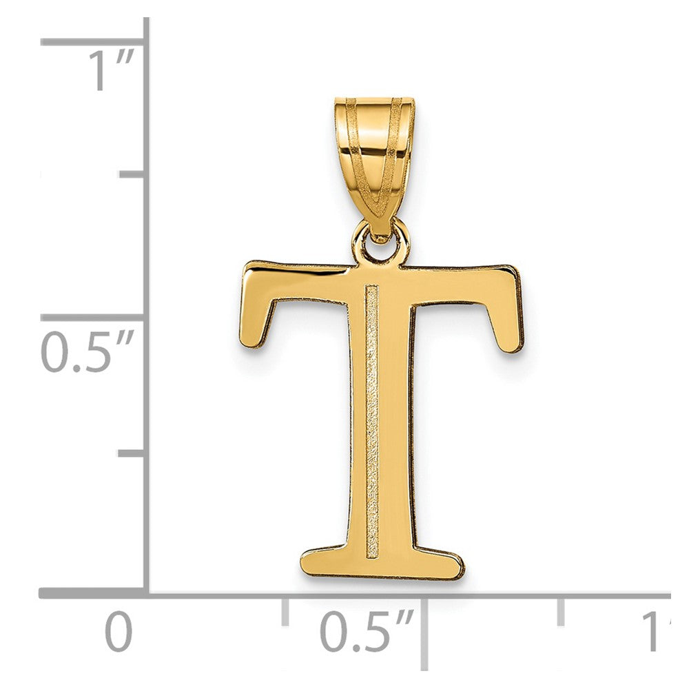 14k Yellow Gold 14k Polished Etched Letter T Initial Pendant