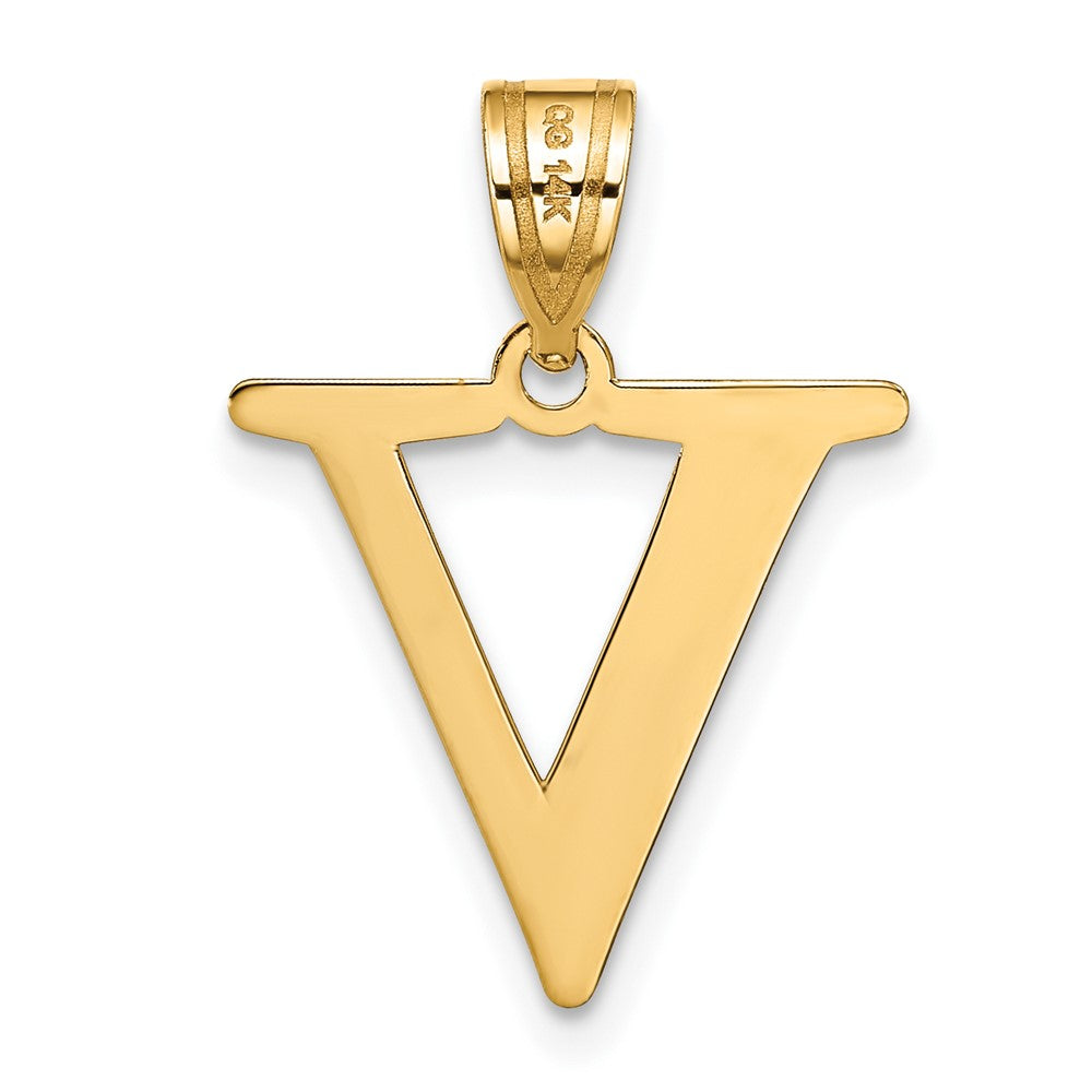 14k Yellow Gold 14k Polished Etched Letter V Initial Pendant