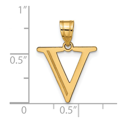 14k Yellow Gold 14k Polished Etched Letter V Initial Pendant