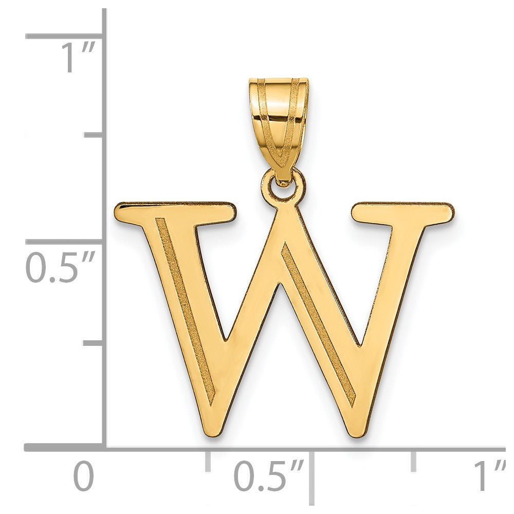 14k Yellow Gold 14k Polished Etched Letter W Initial Pendant