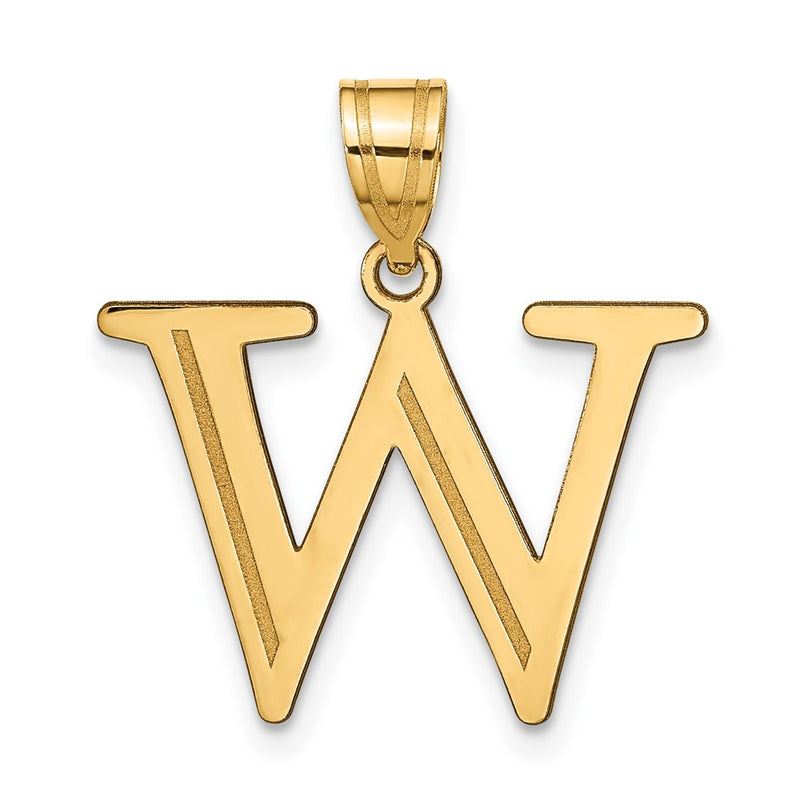 14k Yellow Gold 14k Polished Etched Letter W Initial Pendant