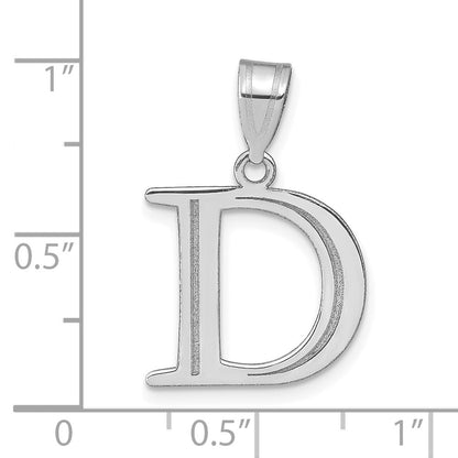 14k White Gold 14kw Polished Etched Letter D Initial Pendant