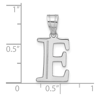 14k White Gold 14kw Polished Etched Letter E Initial Pendant