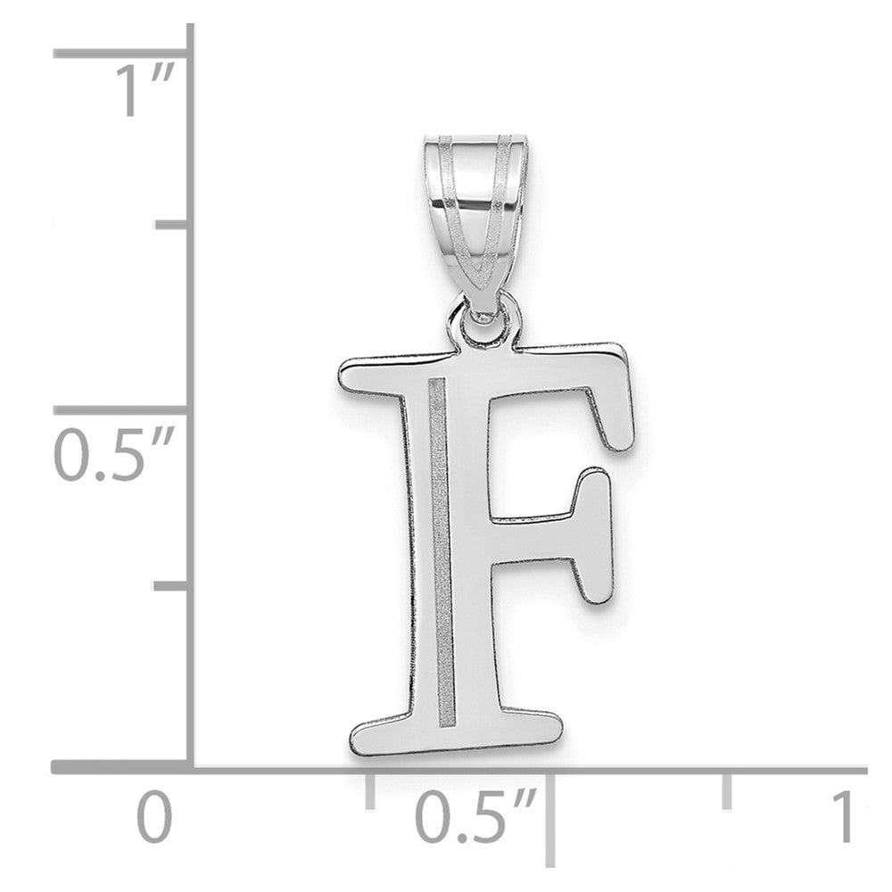14k White Gold 14kw Polished Etched Letter F Initial Pendant