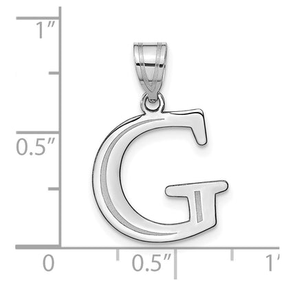 14k White Gold 14kw Polished Etched Letter G Initial Pendant