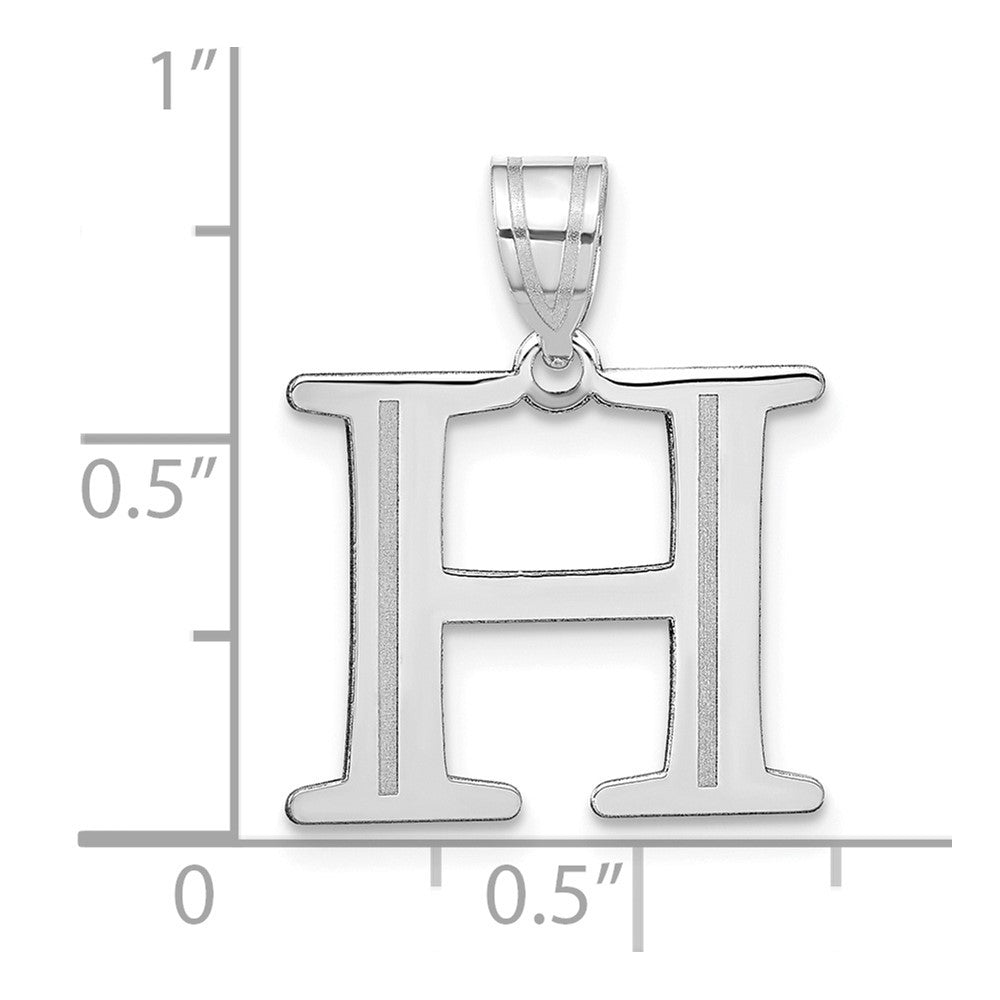 14k White Gold 14kw Polished Etched Letter H Initial Pendant