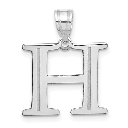 14k White Gold 14kw Polished Etched Letter H Initial Pendant