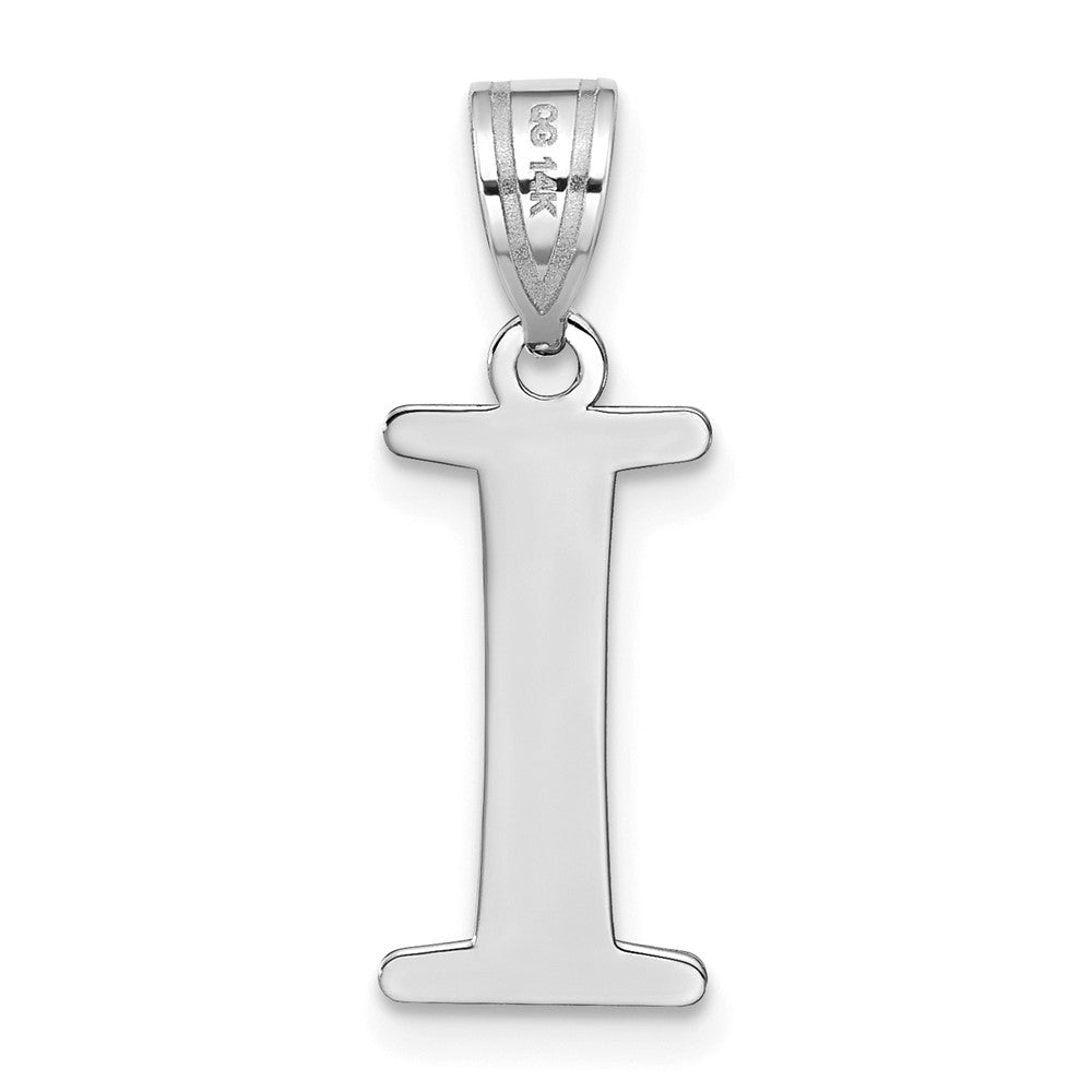 14k White Gold 14kw Polished Etched Letter I Initial Pendant